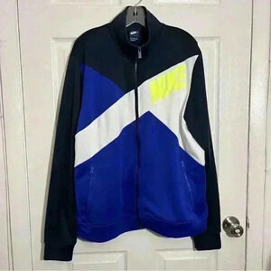 NIKE Men Track Jacket Blue Black and White | size XL